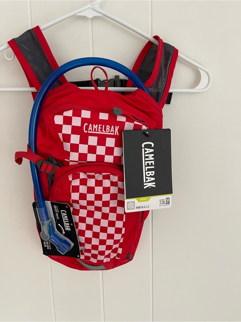 NWT Camelbak Red and White Checkered Mini Hydration Backpack